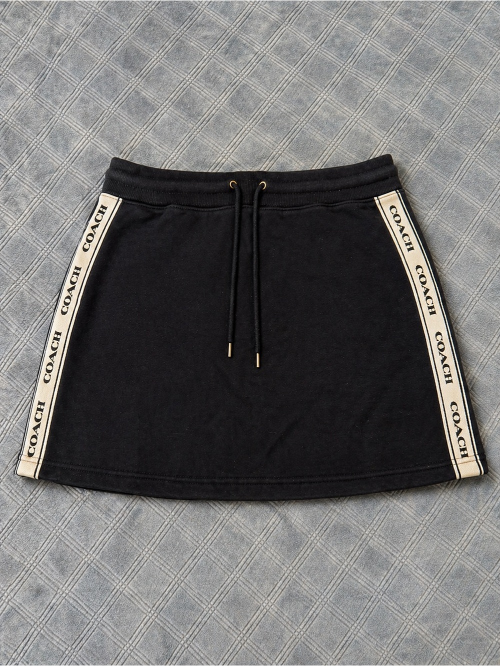 Coach Black Mini Skirt with Cream Logo Trim New!!